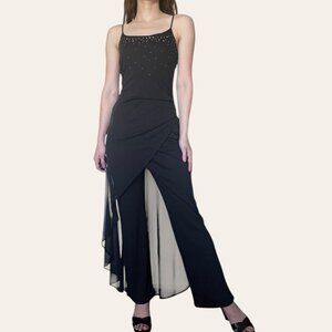 90s vintage draped pantsuit semi-formal dress Charlotte Russe XS/S